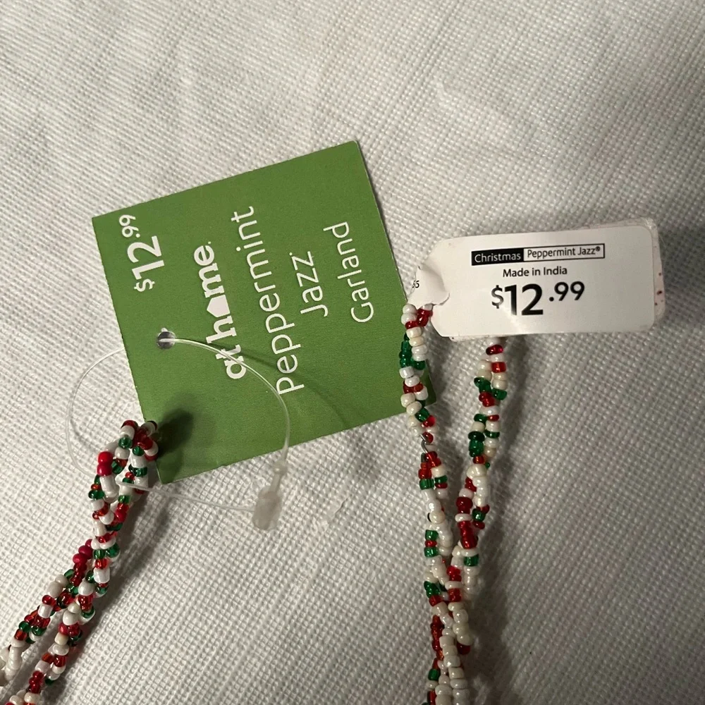 Festive Red, Green and White Holiday Garland- Peppermint Jazz